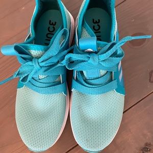 Blue Adidas bounce shoes